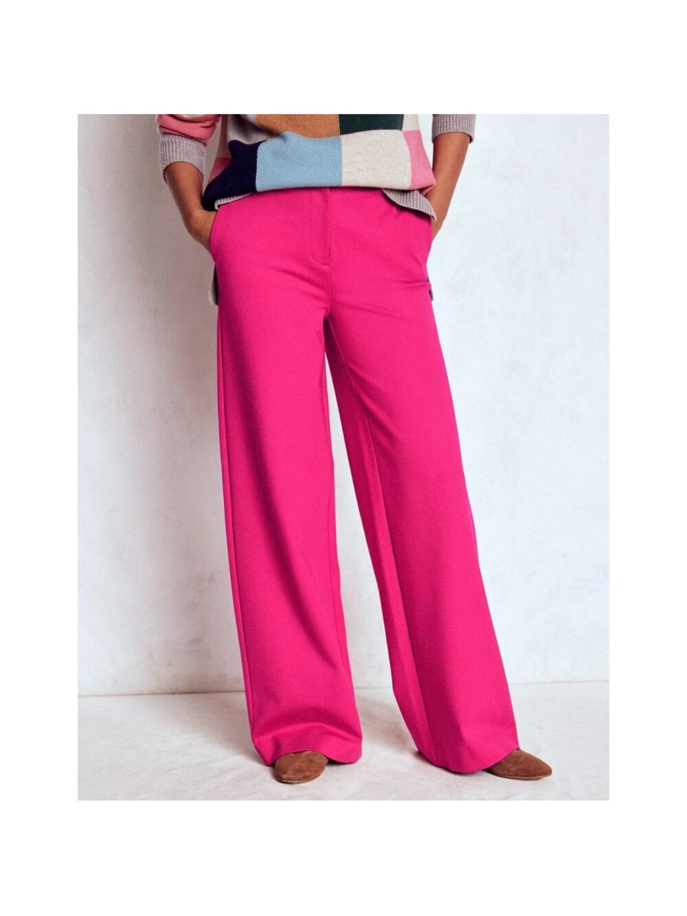 Boden Belgravia Ponte Trousers Pink Pant Wide Leg Career Boss Sz 8